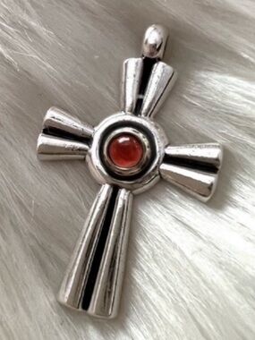 Very RARE James Avery red carnelian cross pendant